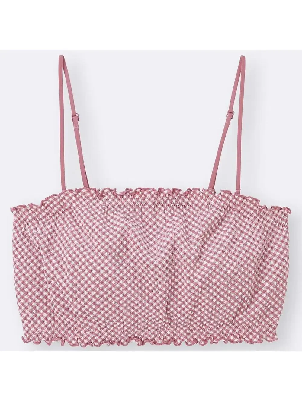 Uniqlo GU Gingham Check 2Way Bandeau Pink Crop Top NWT Small